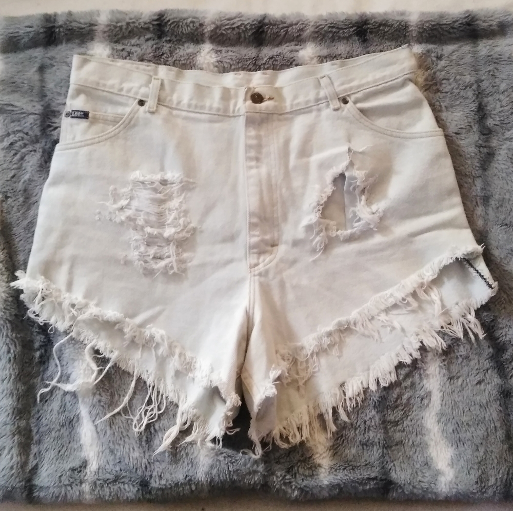 White High Rise Jean Shorts